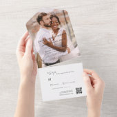 ミニマル結婚リストの写真QRコードエレガント オールインワン招待状 (貼ってはがせる)