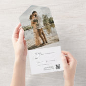 ミニマル結婚リストの写真QRコードエレガント オールインワン招待状 (貼ってはがせる)