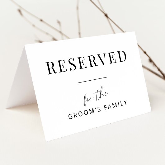 ミニマル結婚リストの座席用テントカード 案内状