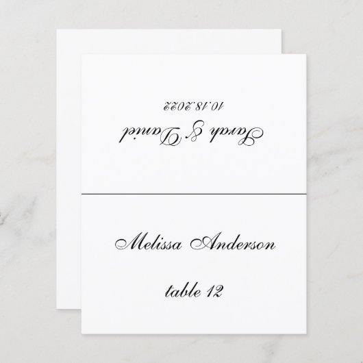 ミニマル結婚リストの座席表 – 印刷されたゲスト名 (正面/裏面)