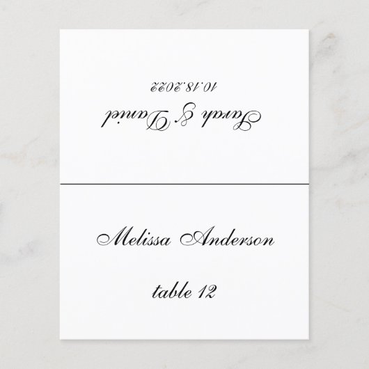 ミニマル結婚リストの座席表 – 印刷されたゲスト名 (正面)