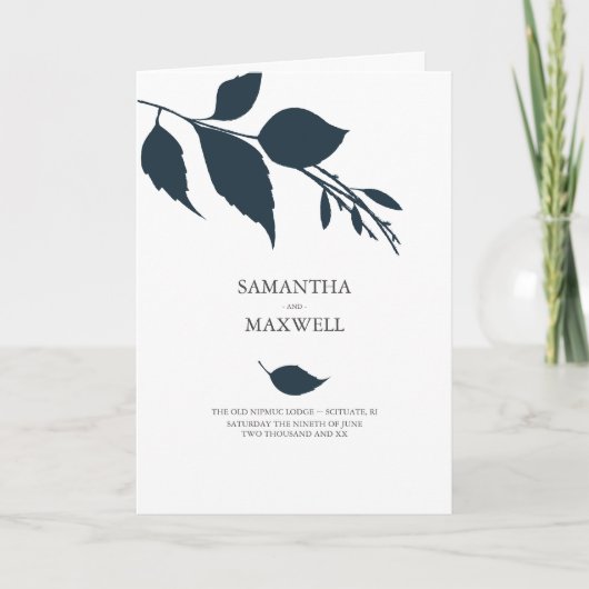 ミニマル結婚リストの式プログラム プログラム (正面)