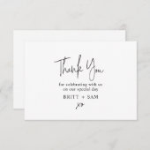 ミニマル結婚リストの感謝の手書きスクリプト サンキューカード (正面/裏面)