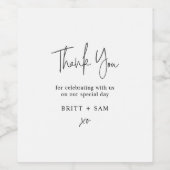 ミニマル結婚リストの感謝の手書きスクリプト ワインラベル (シングルラベル)