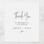 ミニマル結婚リストの感謝の手書きスクリプトWi ワインラベル (シングルラベル)