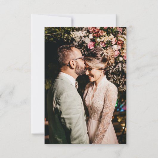 ミニマル結婚リストの感謝カスタムフォトスクリプト サンキューカード (裏面)