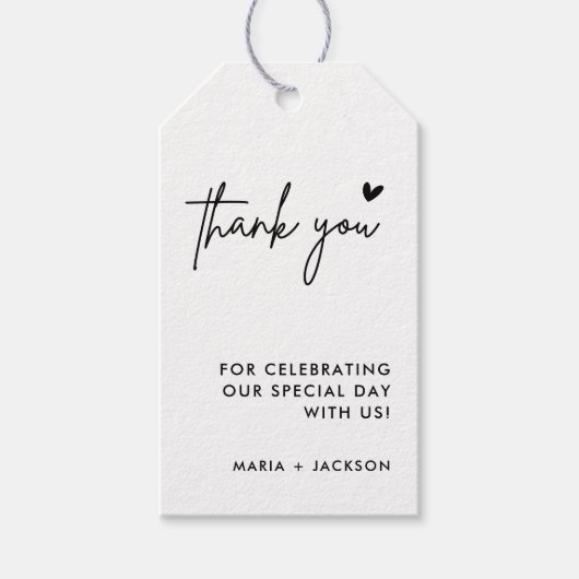 ミニマル結婚リストの感謝メッセージカード ギフトタグ (正面)