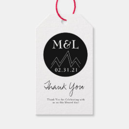 ミニマル結婚リストの感謝白黒山脈 ギフトタグ