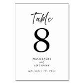 ミニマル結婚リストの手書きスクリプトブラック テーブルナンバー (正面)