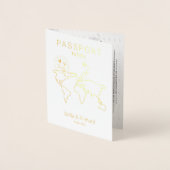 ミニマル結婚リストの旅行先パスポート世界地図 箔カード (正面)