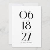 ミニマル結婚リストの日付はっきりした白黒写真 セーブザデート (正面)