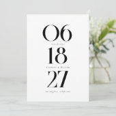 ミニマル結婚リストの日付はっきりした白黒写真 セーブザデート (スタンド正面)