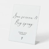 ミニマル結婚リストの日焼け止めとバグスプレーのサイン 台座サイン (正面)