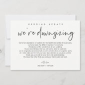 ミニマル結婚リストの更新のダウンサイズアナウンス 招待状 (正面)