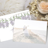 ミニマル結婚リストの書道スクリプト薄紫フローラ サンキューカード