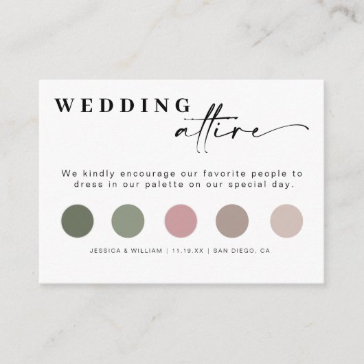 ミニマル結婚リストの服装コード挿入 エンクロージャーカード (正面)