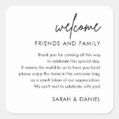 ミニマル結婚リストの歓迎抱き枕 スクエアシール (正面)