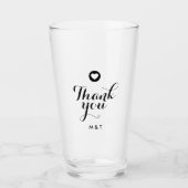 ミニマル結婚リストの脚本ありがとうハートモノグラム タンブラーグラス (正面)