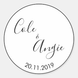 ミニマル結婚リストの薄い線のステッ縁どク ラウンドシール