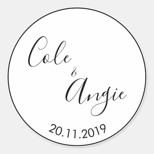 ミニマル結婚リストの薄い線のステッ縁どク ラウンドシール (正面)