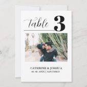 ミニマル結婚リストの表番号カード 招待状 (正面)