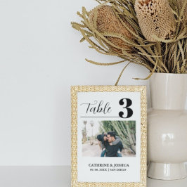 ミニマル結婚リストの表番号カード 招待状