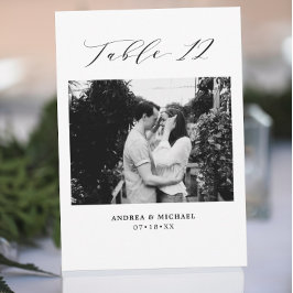 ミニマル結婚リストの表12番号と写真カード 案内状