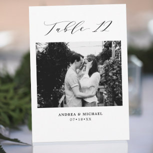 ミニマル結婚リストの表12番号と写真カード 案内状