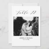 ミニマル結婚リストの表12番号と写真カード 案内状 (裏面)