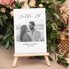 ミニマル結婚リストの表13番号と写真カード 案内状