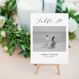 ミニマル結婚リストの表14番号と写真カード 案内状