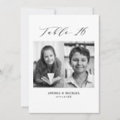 ミニマル結婚リストの表16番号と写真カード 案内状 (正面)