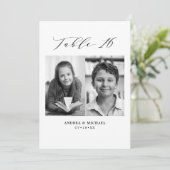 ミニマル結婚リストの表16番号と写真カード 案内状 (スタンド正面)