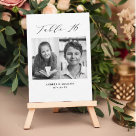 ミニマル結婚リストの表16番号と写真カード 案内状