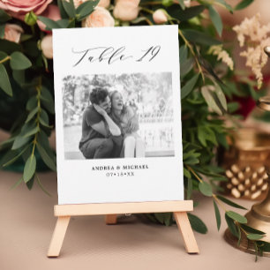 ミニマル結婚リストの表19番号と写真カード 案内状