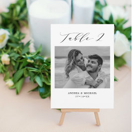 ミニマル結婚リストの表2番号と写真カード 案内状