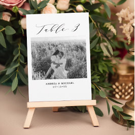 ミニマル結婚リストの表3番号と写真カード 案内状