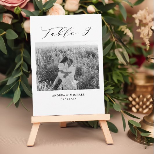 ミニマル結婚リストの表3番号と写真カード 案内状