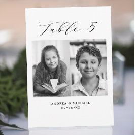 ミニマル結婚リストの表5番号と写真カード 案内状