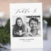 ミニマル結婚リストの表5番号と写真カード 案内状