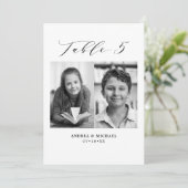 ミニマル結婚リストの表5番号と写真カード 案内状 (スタンド正面)