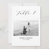 ミニマル結婚リストの表7番号と写真カード 案内状 (正面)