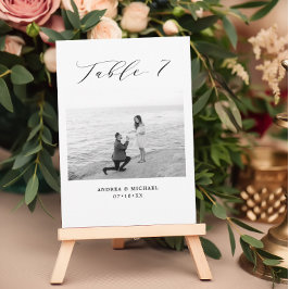 ミニマル結婚リストの表7番号と写真カード 案内状