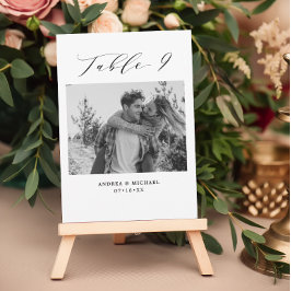 ミニマル結婚リストの表9番号と写真カード 案内状