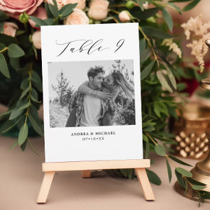 ミニマル結婚リストの表9番号と写真カード 案内状