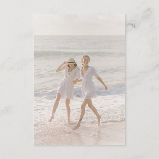 ミニマル結婚リストの詳細のスクリプト写真 エンクロージャーカード (裏面)