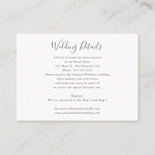 ミニマル結婚リストの詳細（写真あり） エンクロージャーカード (正面)