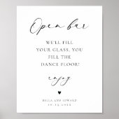 ミニマル結婚リストの開いたバー表の記号 ポスター (正面)