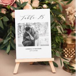 ミニマル結婚リストの15番号と写真カード 案内状