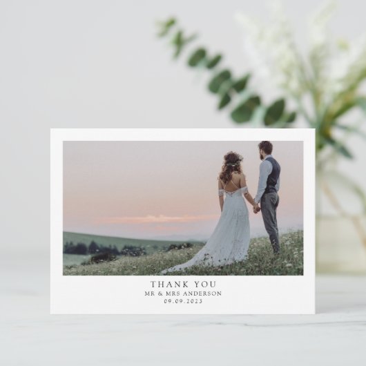 ミニマル結婚リストの2枚の写真 サンキューカード (スタンド正面)